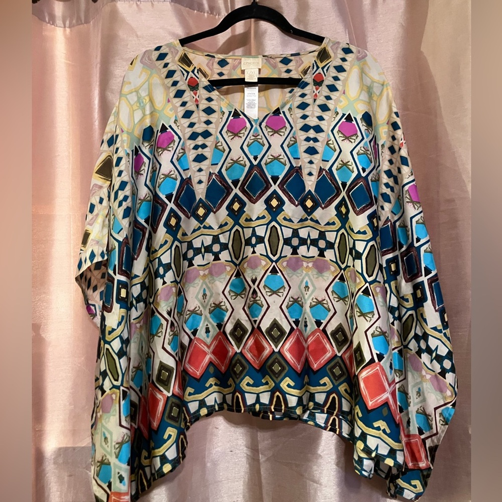 Chico's Vibrant Geometric Print Blouse